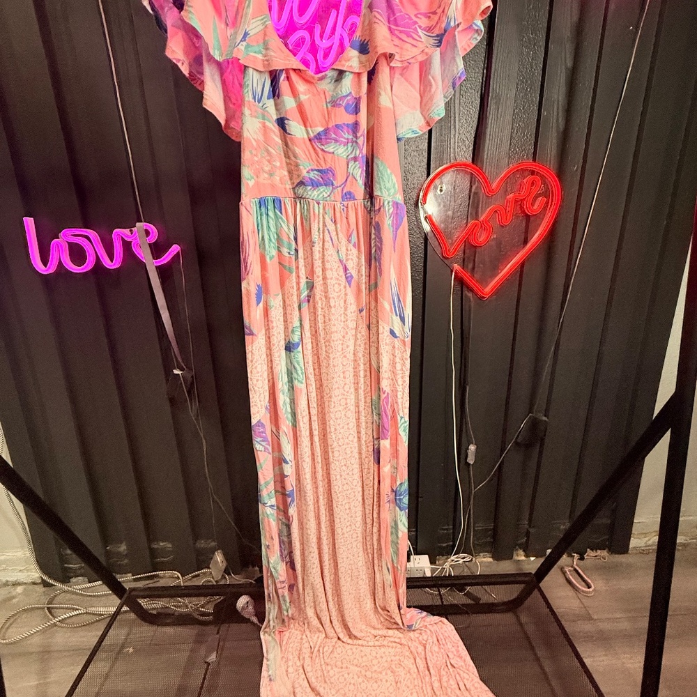 Off the shoulder Soma floral maxi dress Size large - Picture 4 of 5
